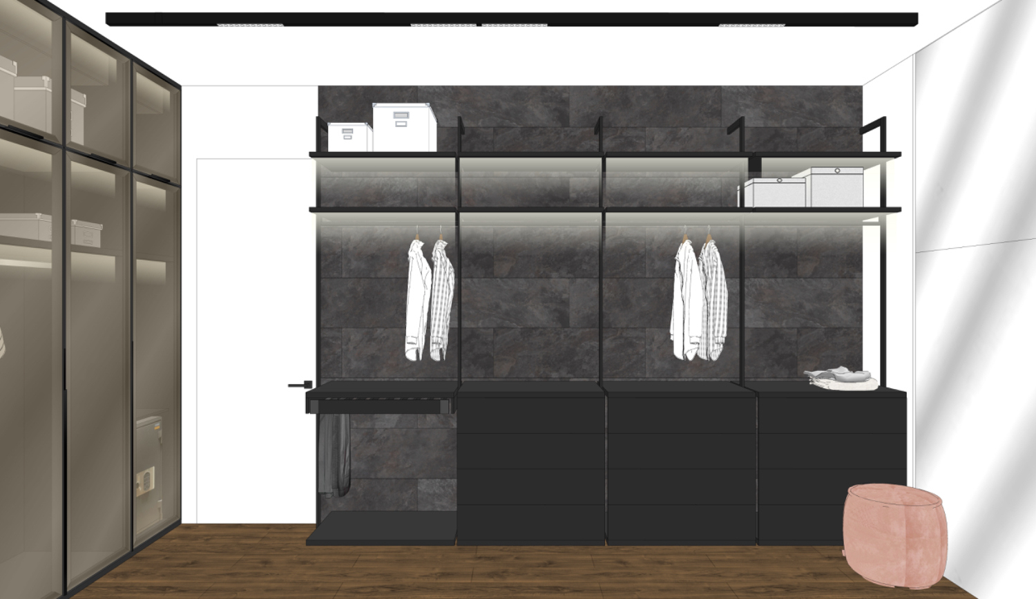 Гардеробная система с подсветкой