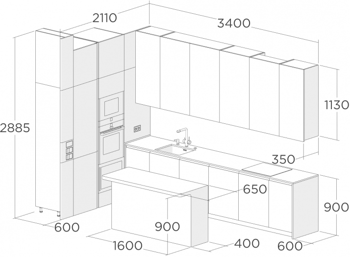 Угловая кухня с островом на заказ