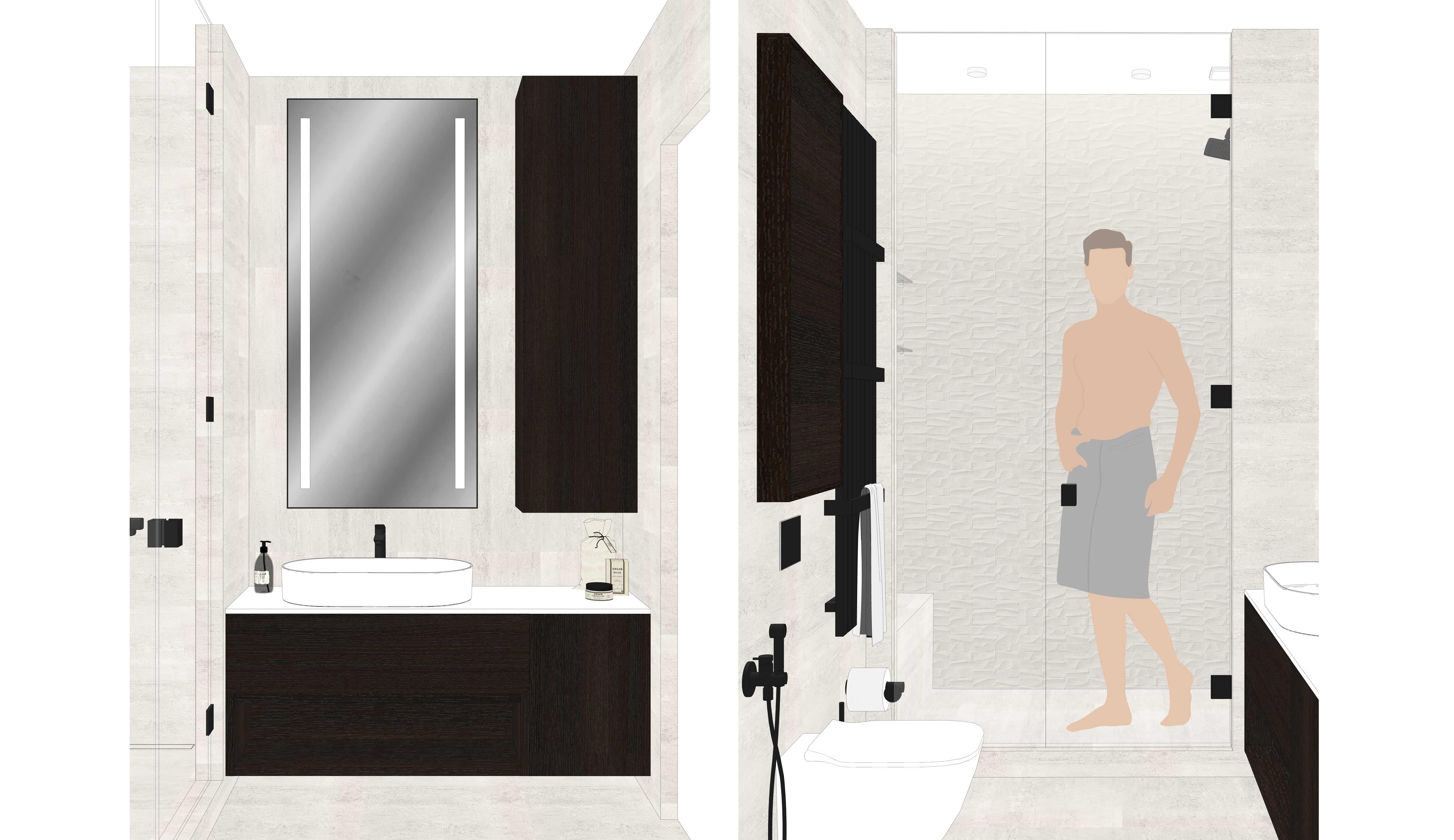 Тумба под раковину и шкаф в душевой