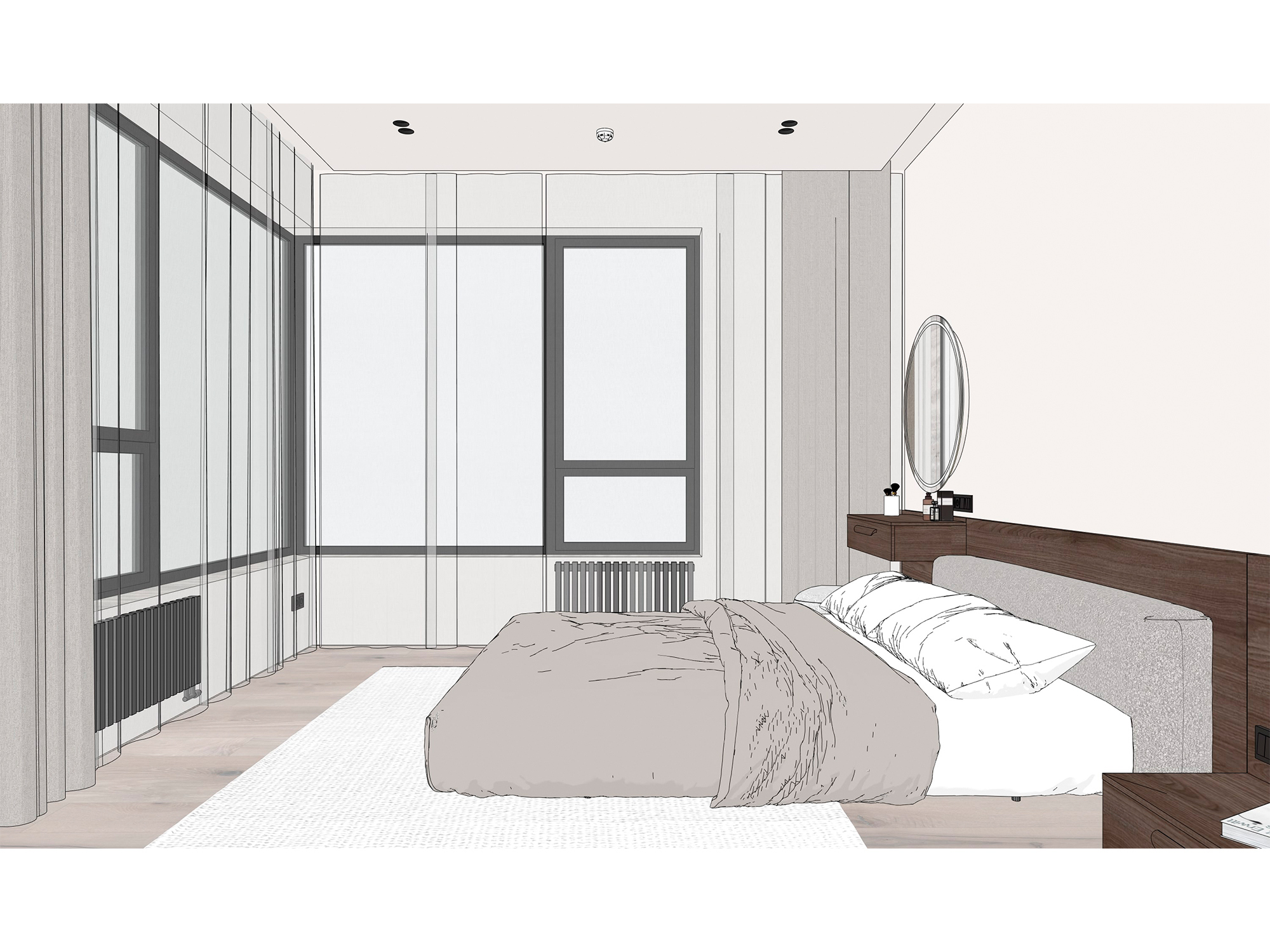 Дизайн проект спальни в стиле минимализм