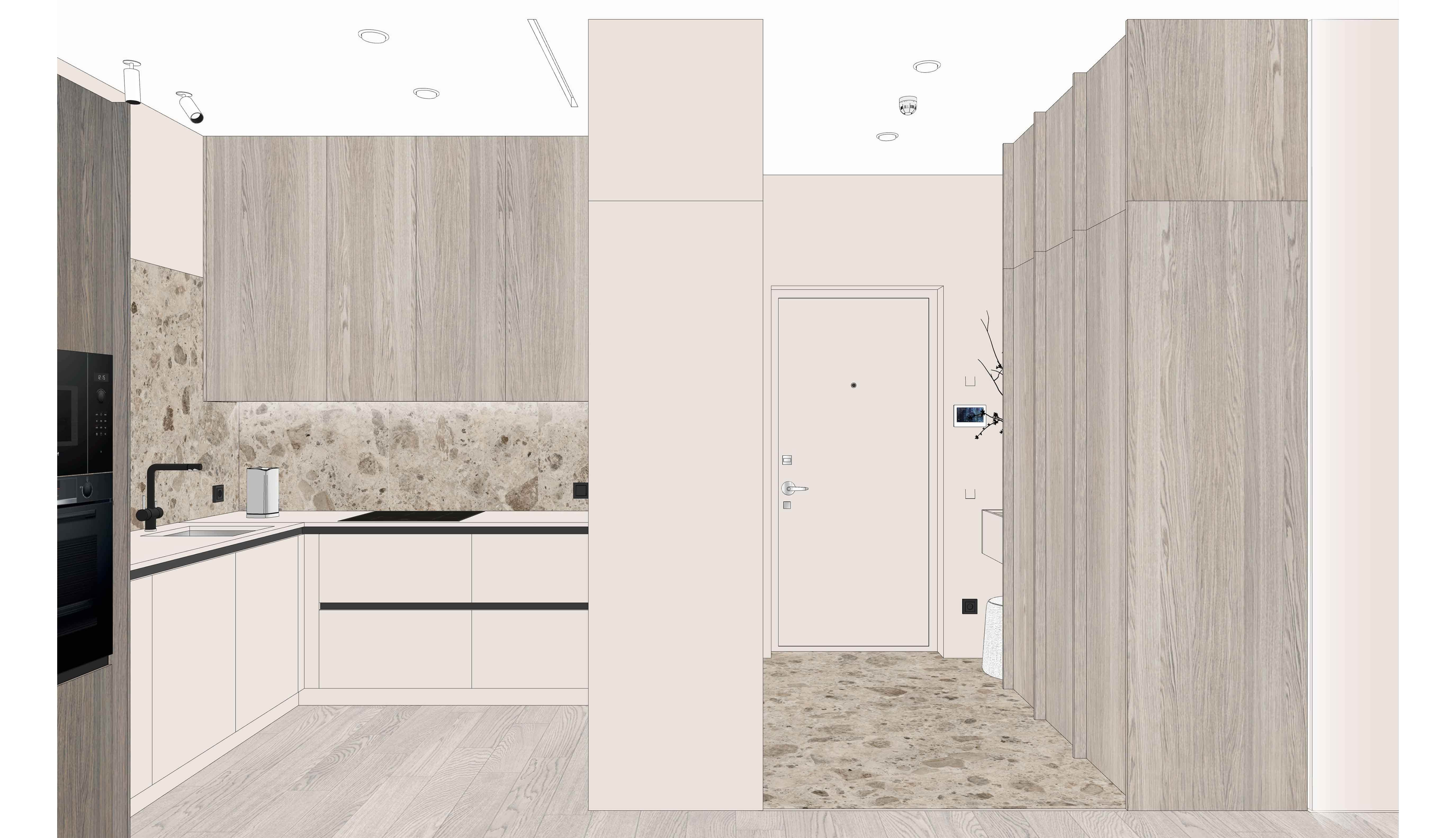 Проект кухни в двухкомнатной квартире