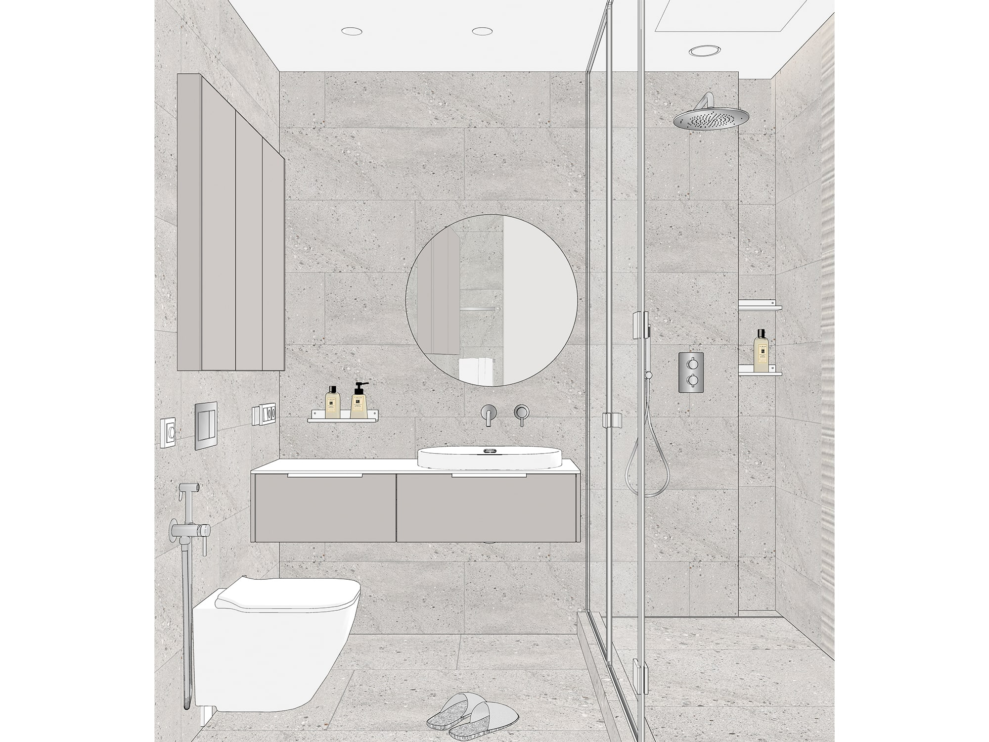 Дизайн-проект ванной комнаты с душем