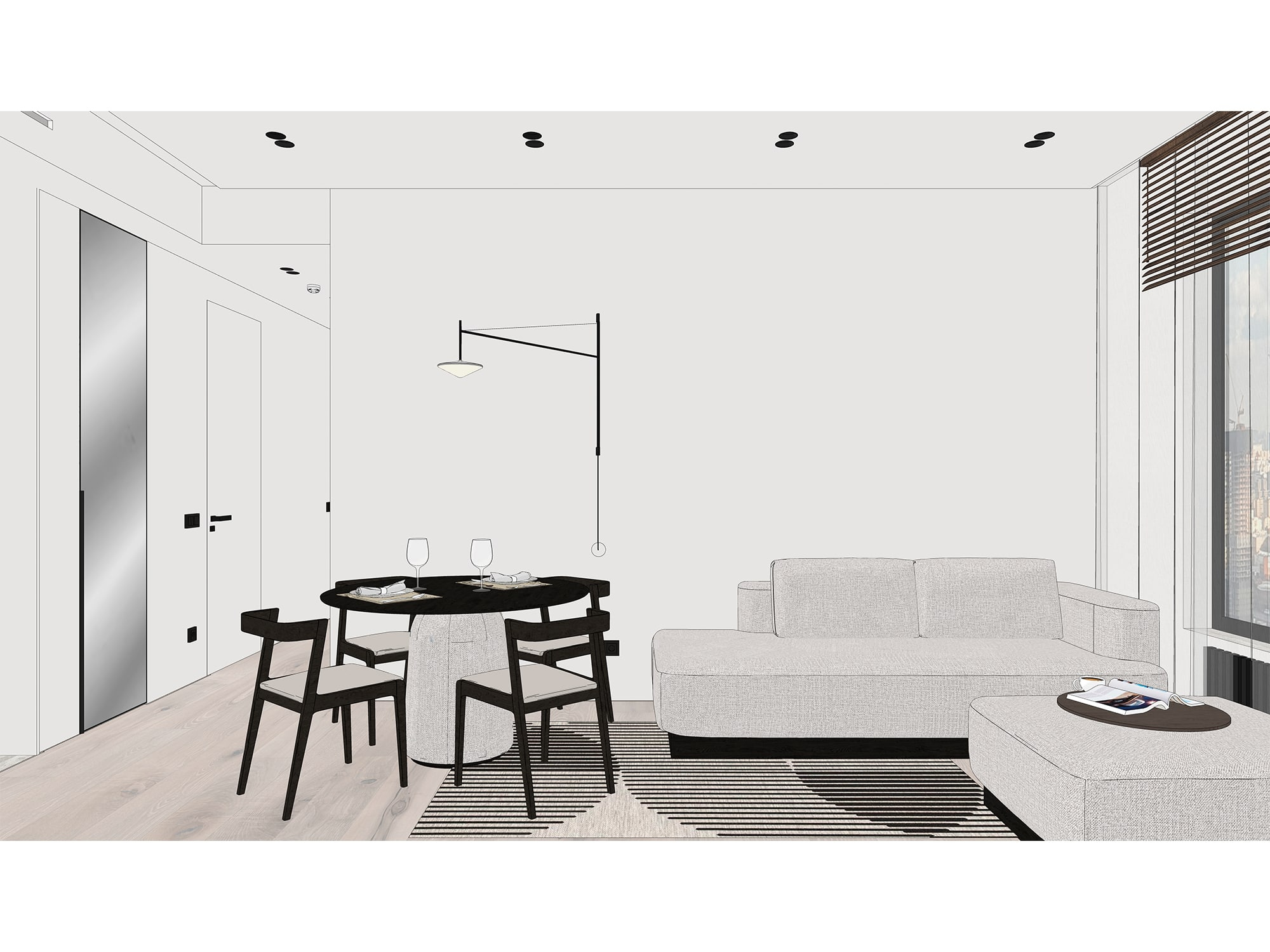 Дизайн-проект кухни-гостиной в стиле минимализм