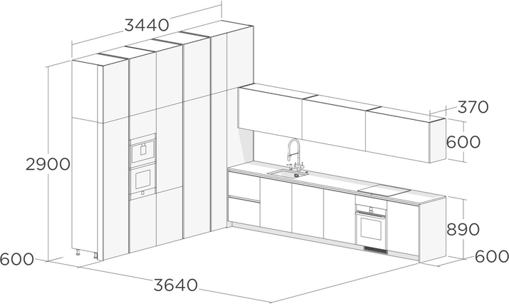 Схема угловой кухни