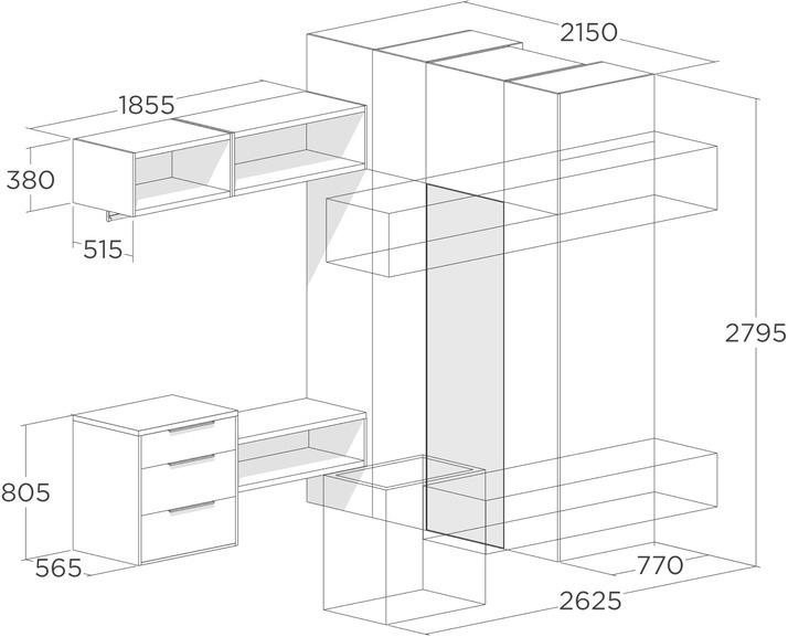 Схема гардеробной с зеркалом