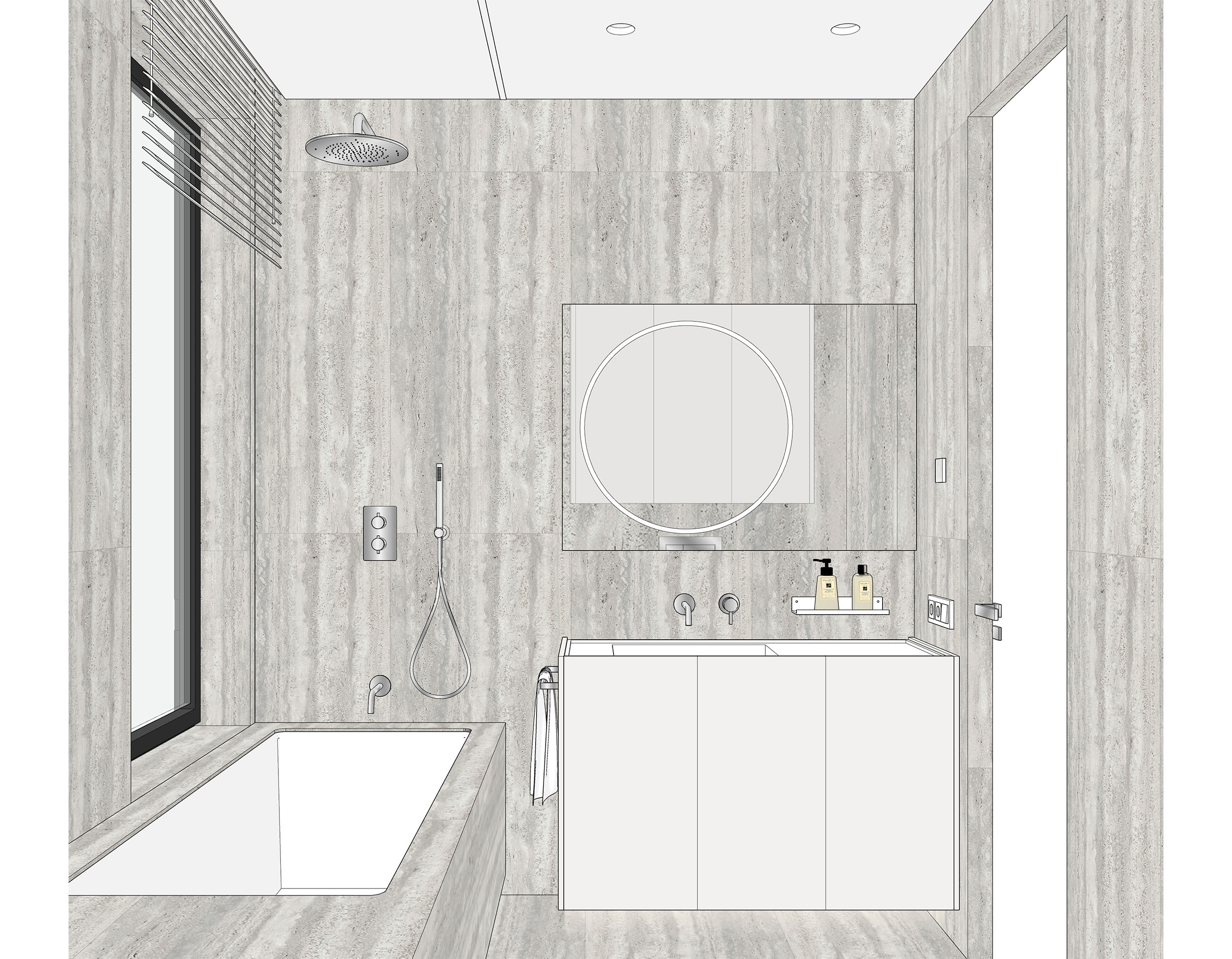 Дизайн-проект ванной с окном