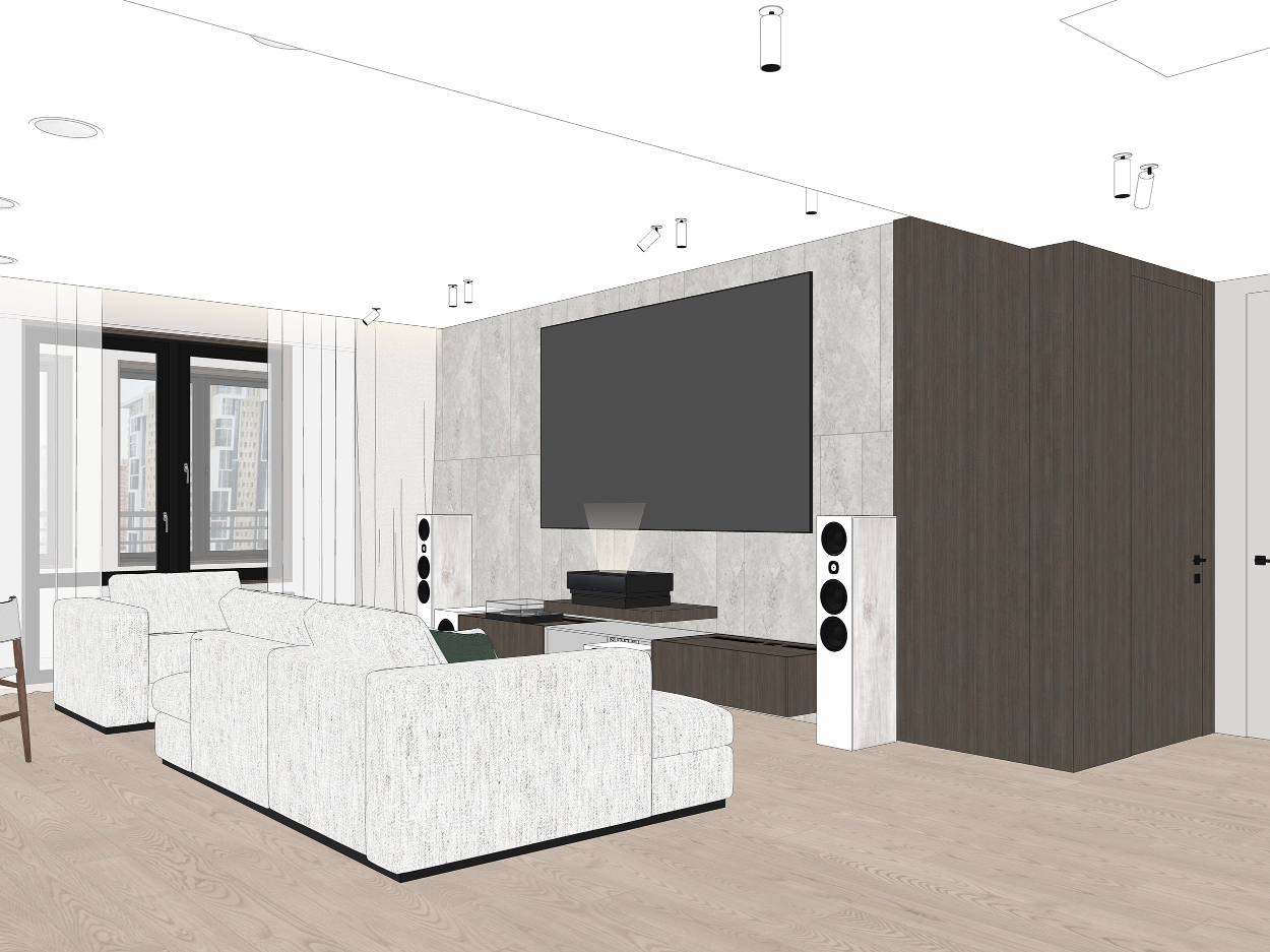 Большая кухня-гостиная в современном стиле