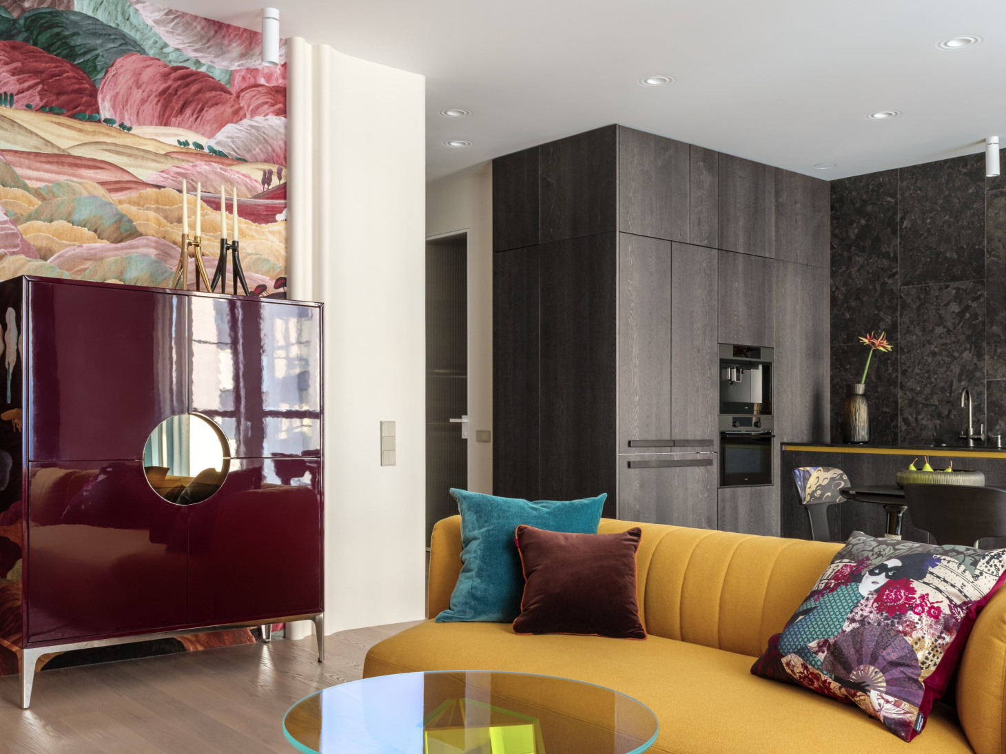 Дизайн интерьера кухни-гостиной в большой квартире