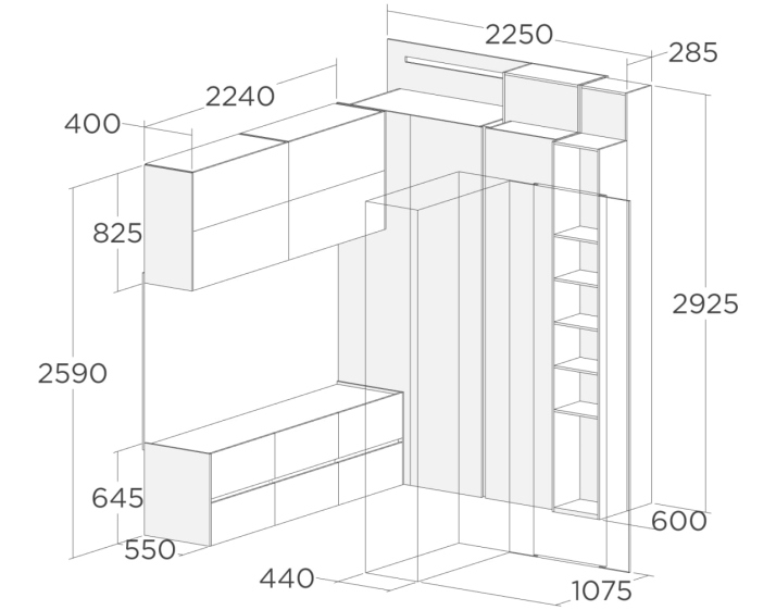 Схема мебели в гардеробную