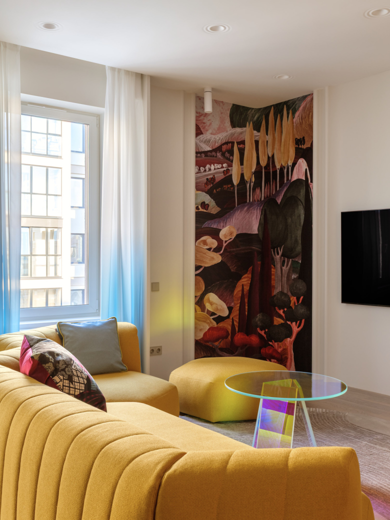 Дизайн гостиной с обоями