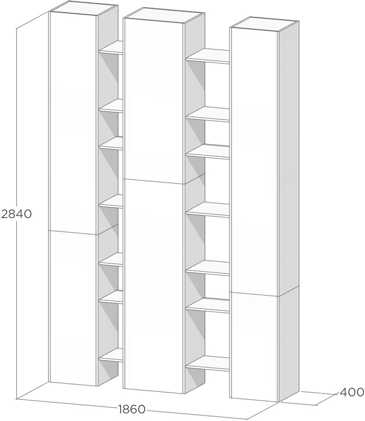 Схема стеллажа для книг и декора