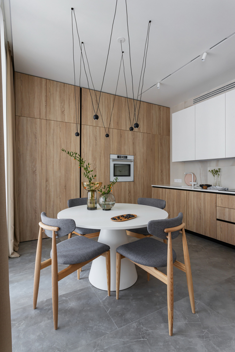 Кухня Дуб Бардолино натуральный со встроенным холодильником