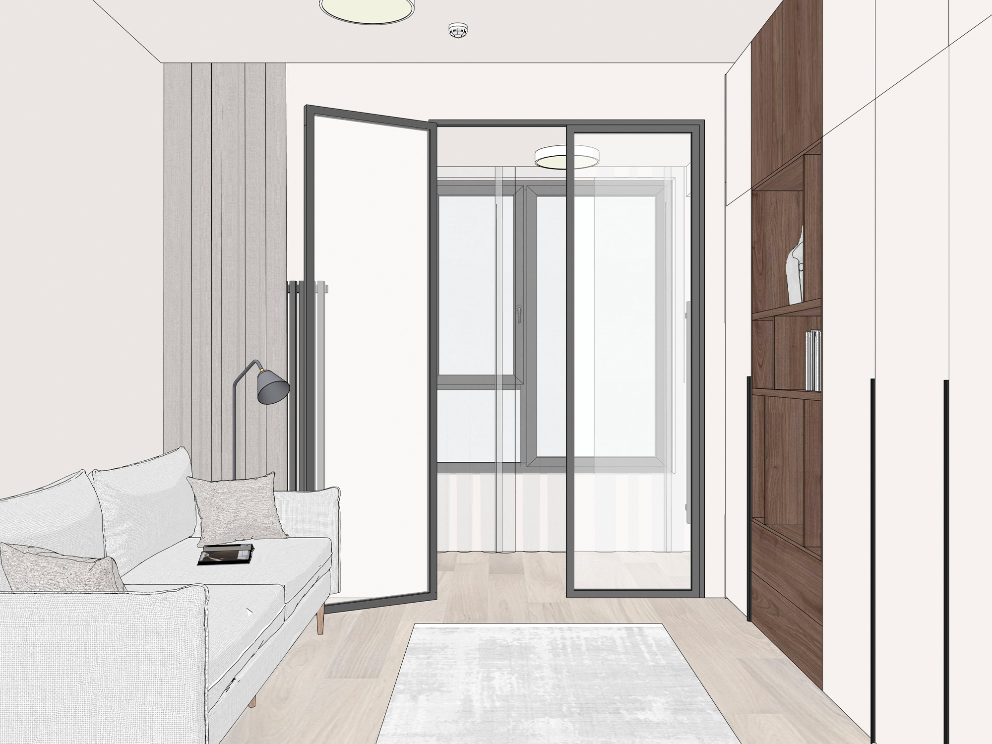 Дизайн-проект детской комнаты с французским окном