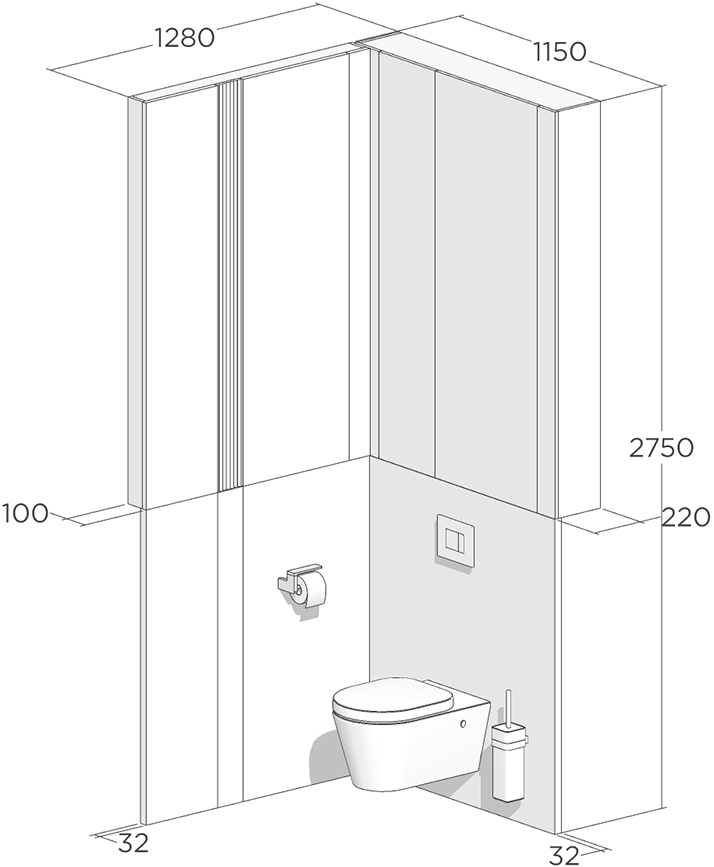 Хозяйственный шкаф над инсталляцией
