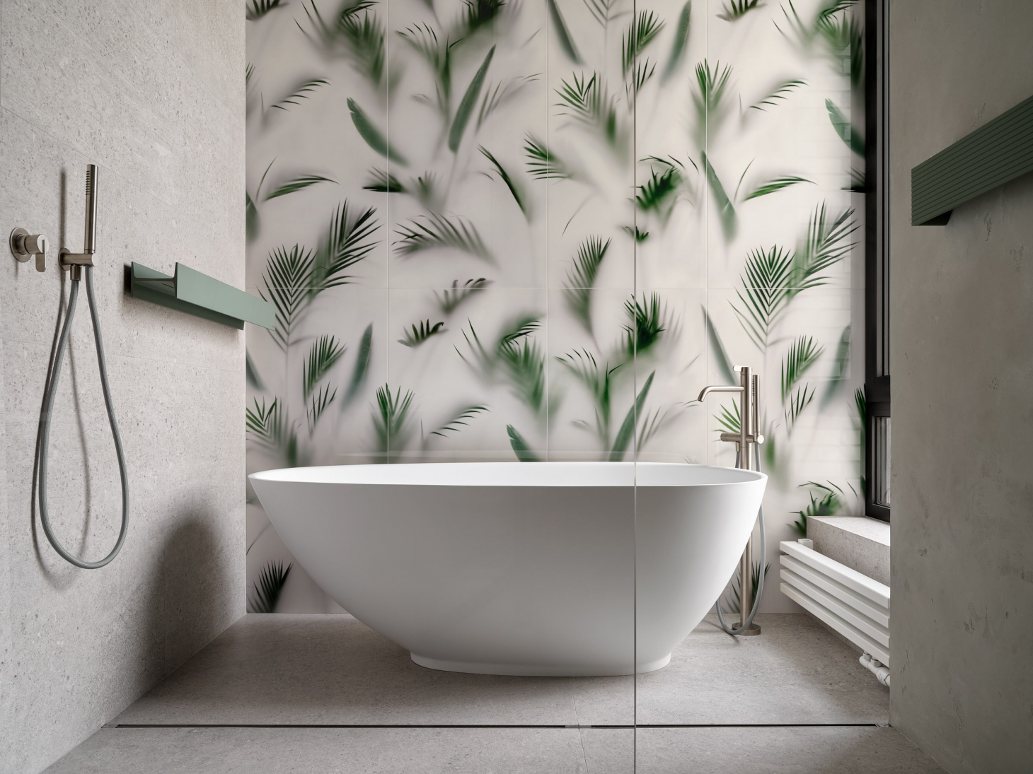 Дизайн интерьера ванной комнаты с ванной и душем