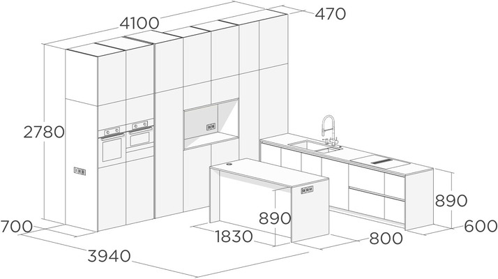 Угловая кухня с островом